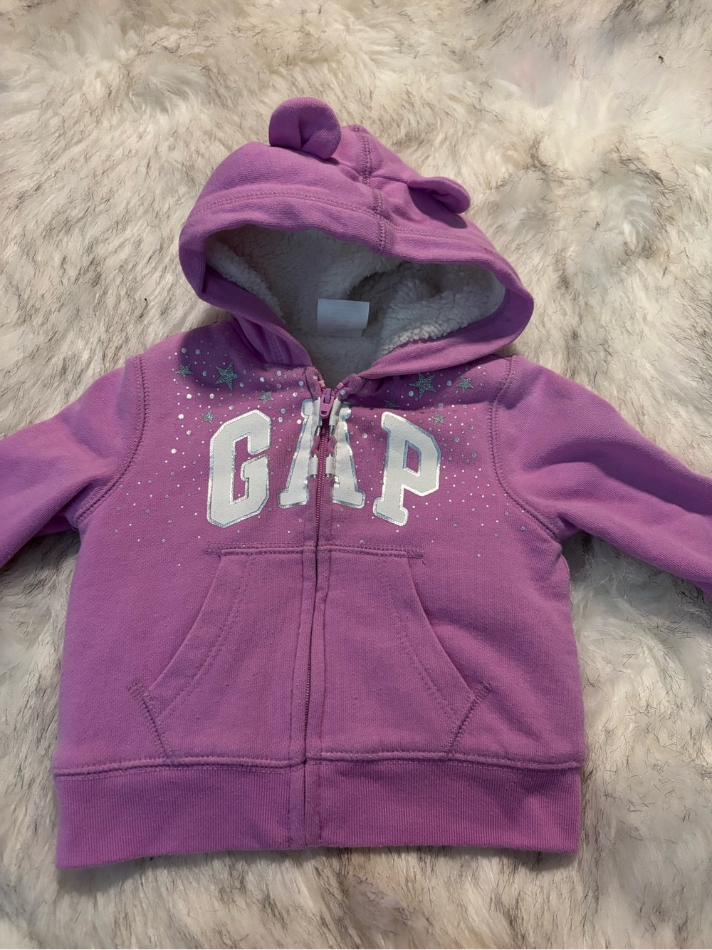 GAP Lilac Sherpa-Lined Zip Hoodie with Ear Hood